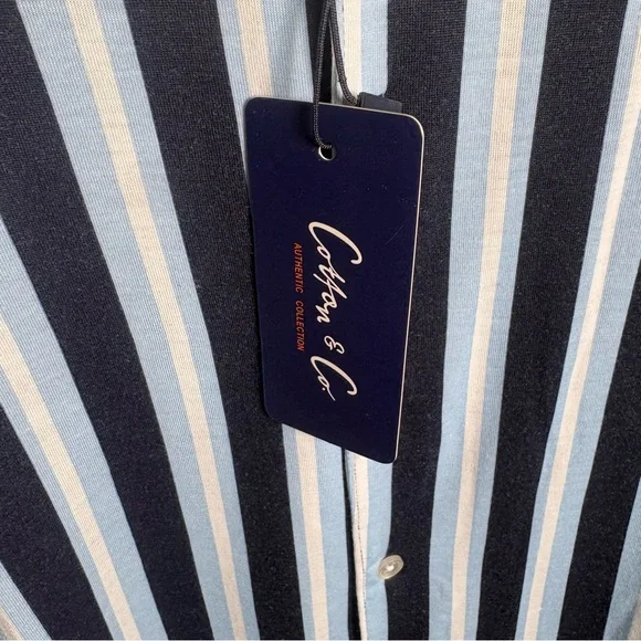Cotton & Co Mens XL Striped Camp Collar Shirt NWT Resort Button Front - Picture 4 of 10